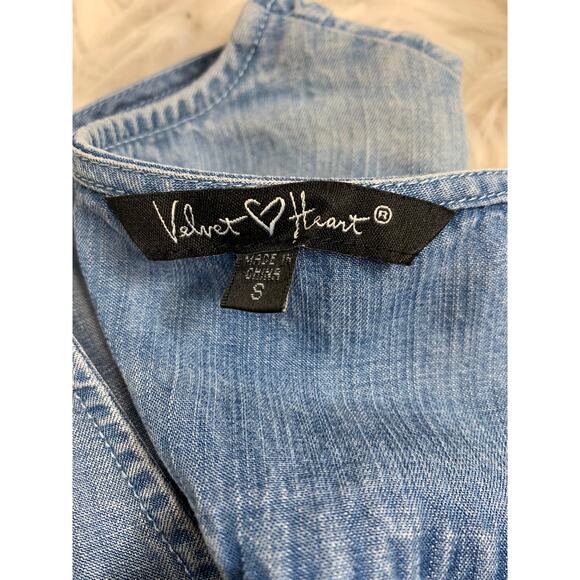 Denim Blouse Rustic Luxury Boho Gypsy Romantic Coastal ShabbyChic Wrap Nordstrom - Picture 6 of 7